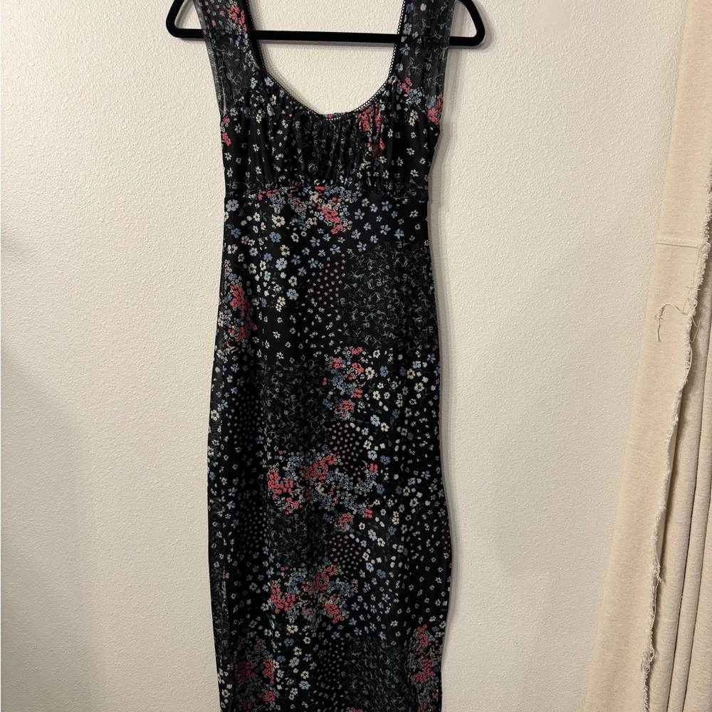 Floral Black Sleeveless Dress